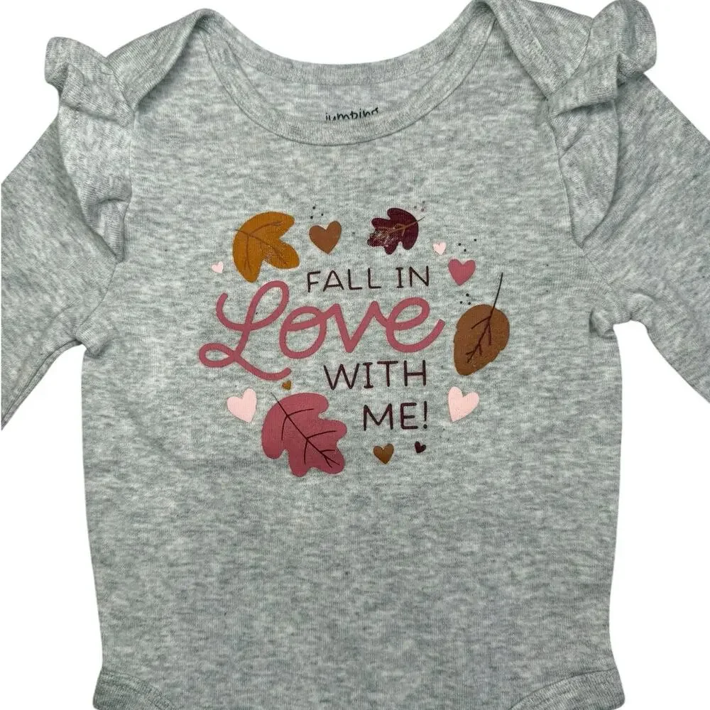 Jumping Beans Bodysuit Bundle Baby Girl Flowers Brown Gray 9 Months